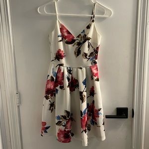 White floral mini dress